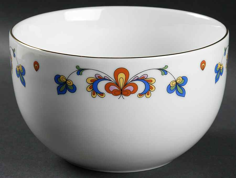 Farmer's Rose (Rim, Gold Trim) 6" Round Serving Bowl by Porsgrund-1