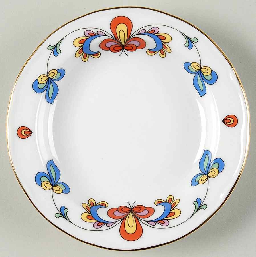 Farmer's Rose (Scalloped, Gold Trim) Coaster by Porsgrund-1