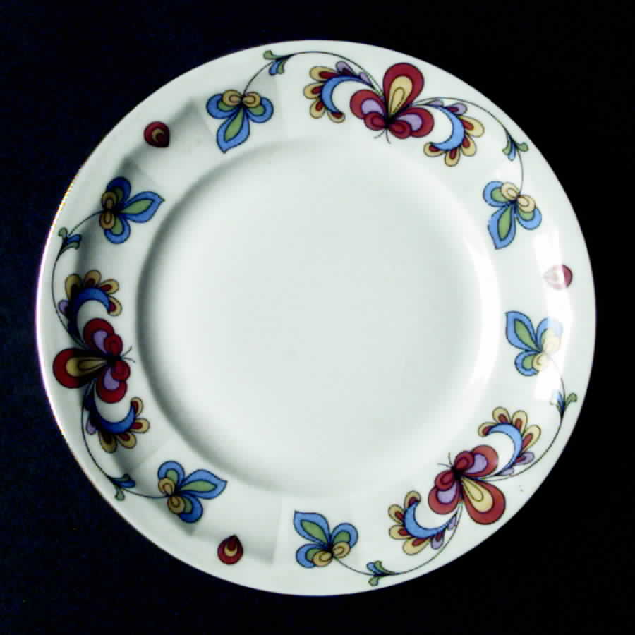 Farmer's Rose (Ribbed, Gold Trim) Bread & Butter Plate by Porsgrund-1