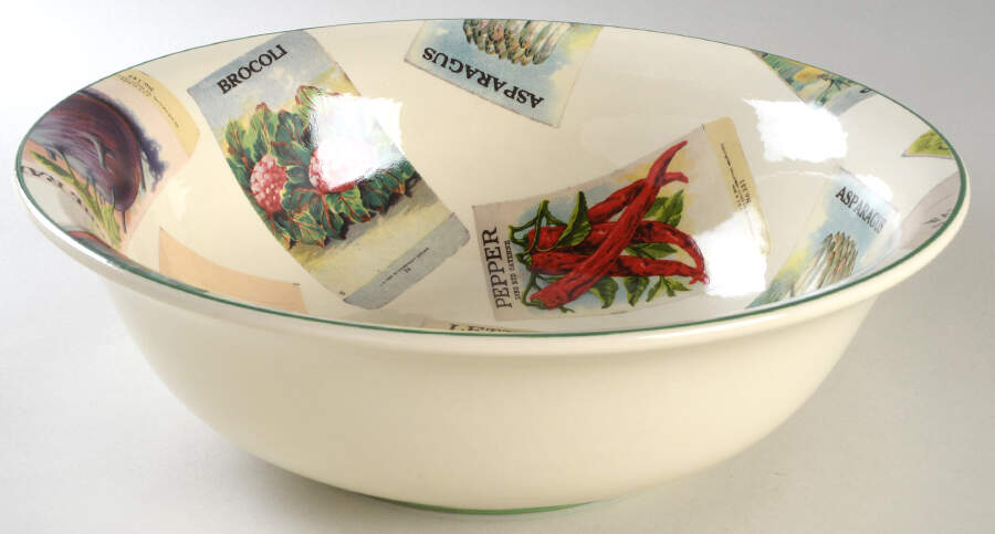 Seed Packets 12" Pasta Serving Bowl by Poole Pottery-1