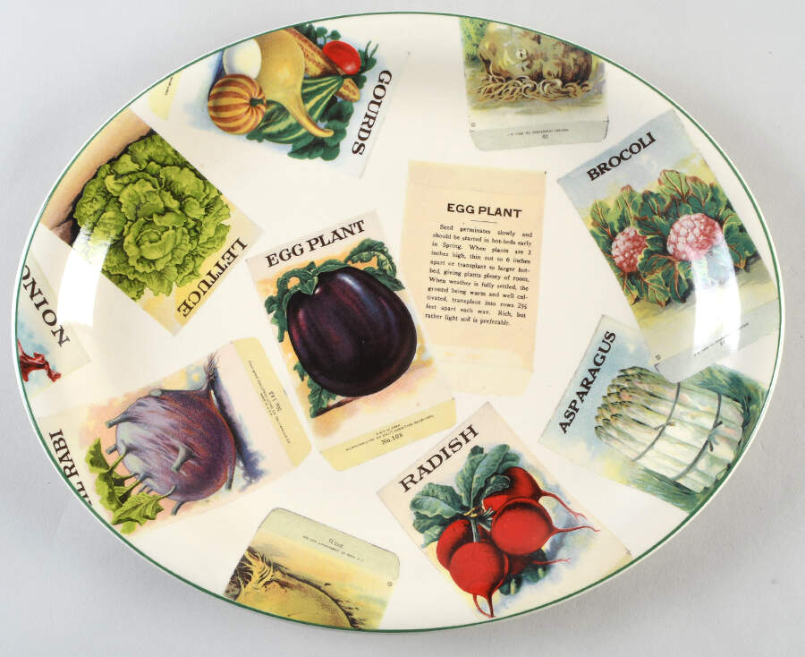Seed Packets 14" Oval Serving Platter by Poole Pottery-1