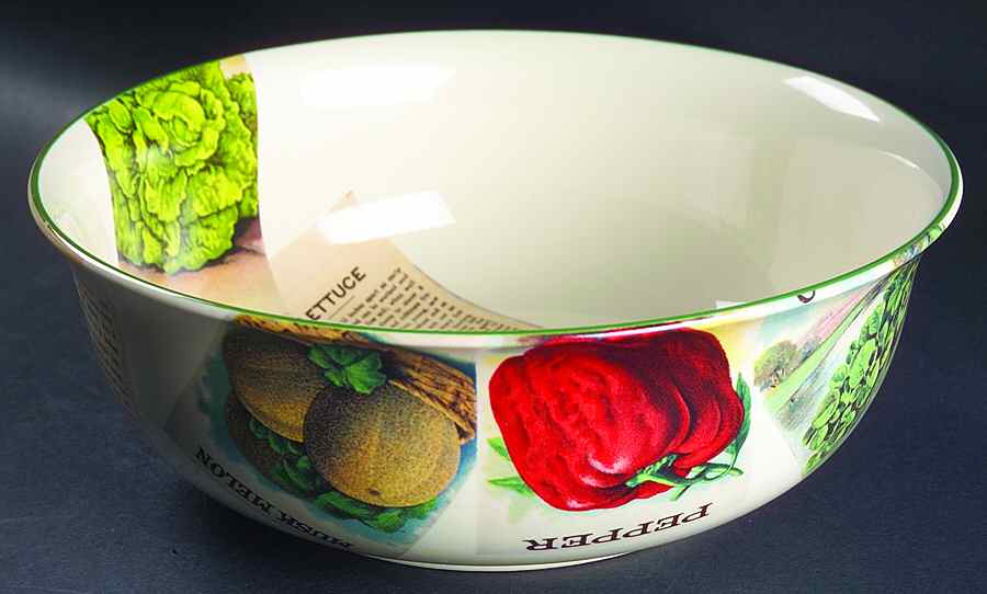 Seed Packets 10" Large Salad Serving Bowl by Poole Pottery-1