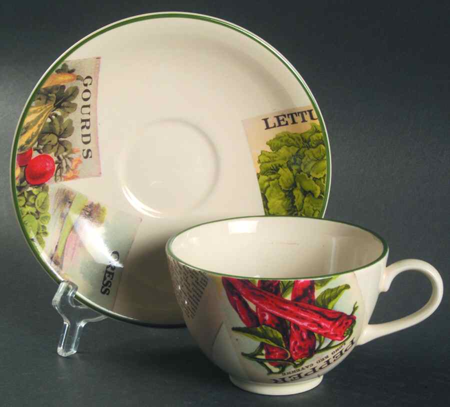 Seed Packets Breakfast Cup & Saucer Set by Poole Pottery-1