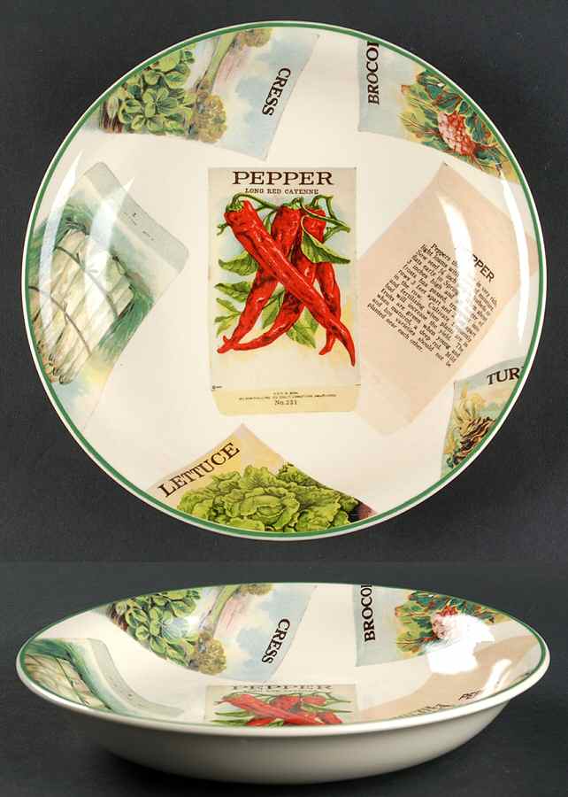 Seed Packets 8" Individual Pasta Bowl by Poole Pottery-1