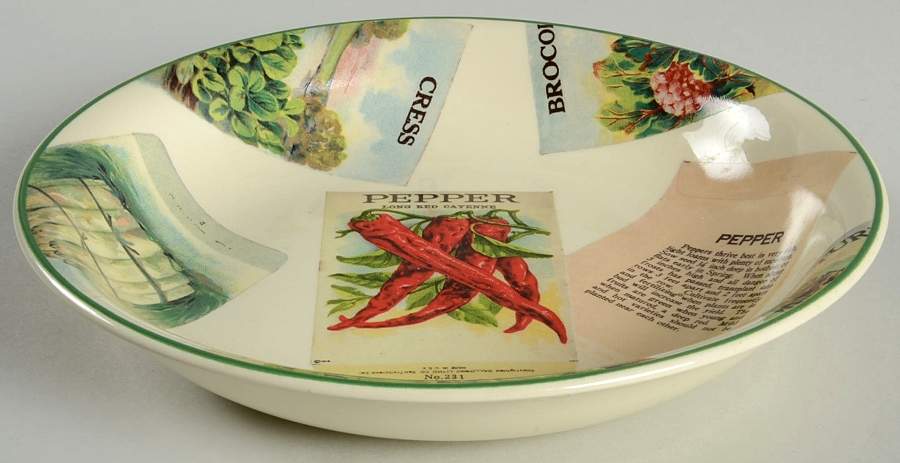 Seed Packets 9" Individual Pasta Bowl by Poole Pottery-1
