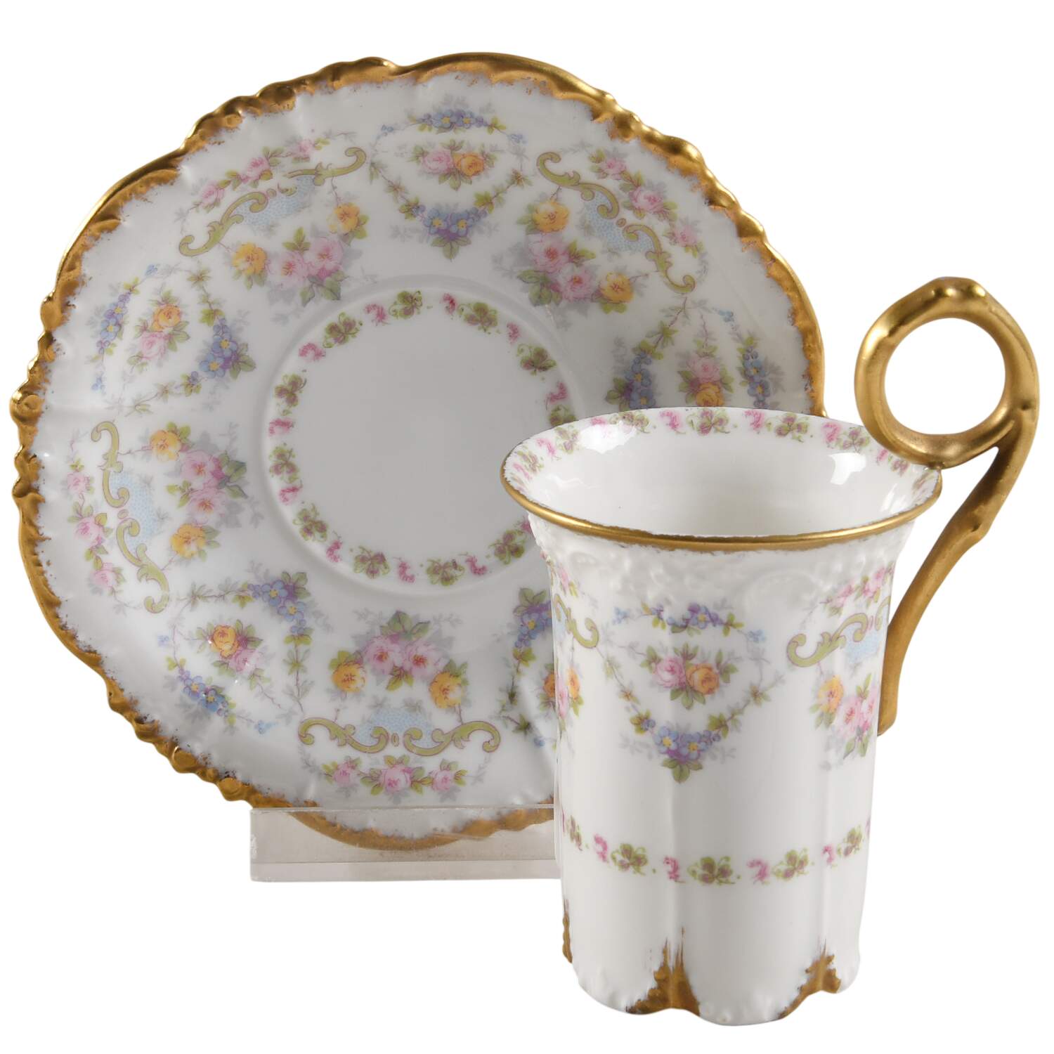 POY195 Chocolate Cup & Saucer Set by Jean Pouyat-1