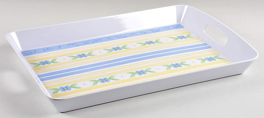 Summer Breeze 18" Rectangular Handled Serving Melamine Tray by Pfaltzgraff-1