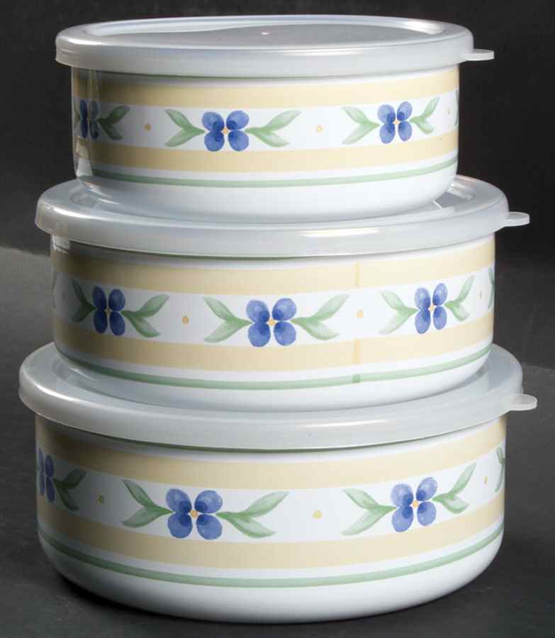 Summer Breeze (3 Piece) Metal Bowl W/Plastic Lids (5", 6", 7") by Pfaltzgraff-1