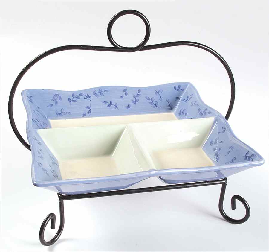 Summer Breeze Square Divided Server with Metal Rack by Pfaltzgraff-1