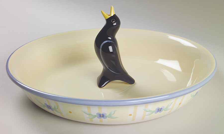 Summer Breeze 10" Pie Baking Plate with Pie Bird by Pfaltzgraff-1