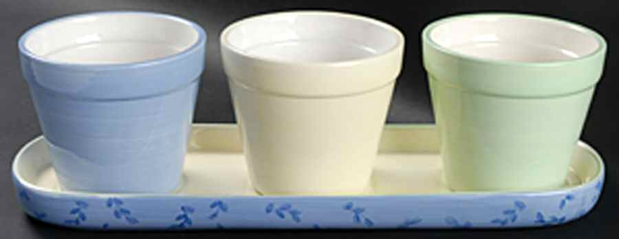 Summer Breeze Planter Set (3 Planters & Tray) by Pfaltzgraff-1