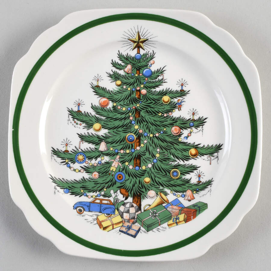 Christmas Tree Square Luncheon Plate by Plummer (NY)-1