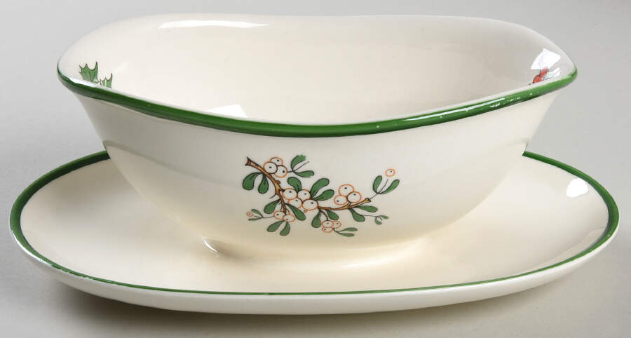 Christmas Tree Gravy Boat with Attached Underplate by Plummer (NY)-1
