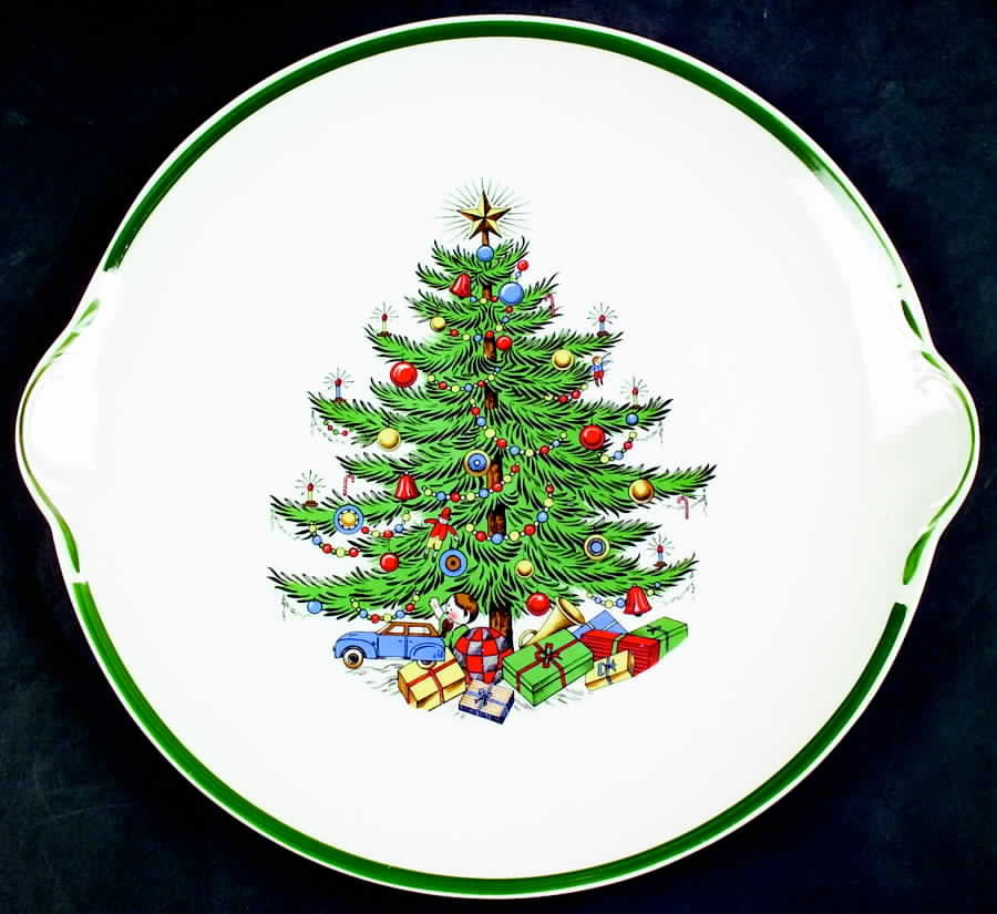 Christmas Tree Handled Cake Plate by Plummer (NY)-1