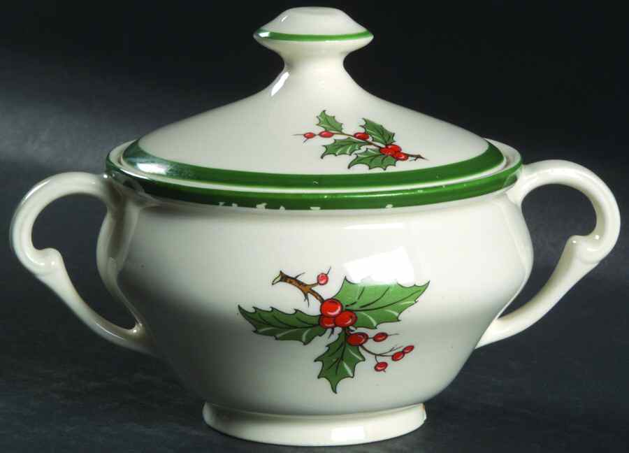 Christmas Tree Sugar Bowl & Lid by Plummer (NY)-1