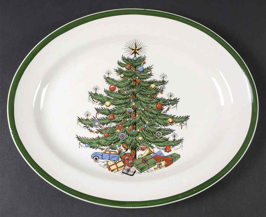 Christmas Tree 11" Oval Serving Platter by Plummer (NY)-1