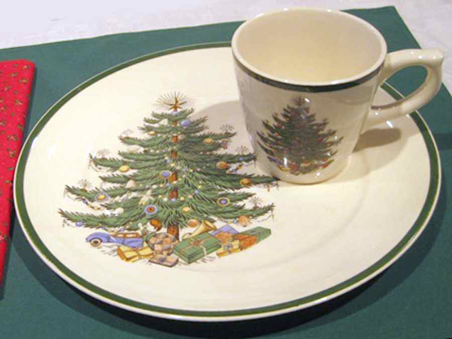Christmas Tree Snack Plate & Cup Set by Plummer (NY)-1