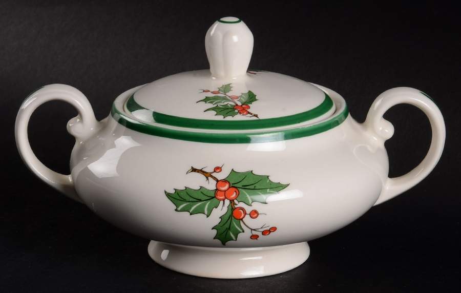 Christmas Tree Sugar Bowl & Lid by Plummer (NY)-1