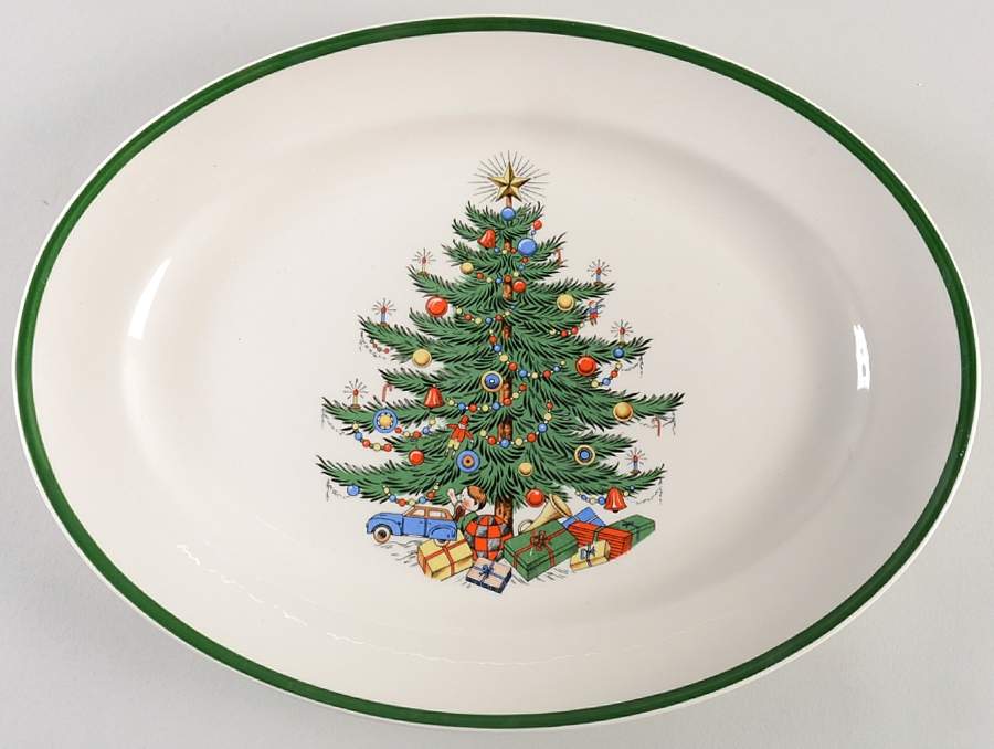 Christmas Tree 13" Oval Serving Platter by Plummer (NY)-1
