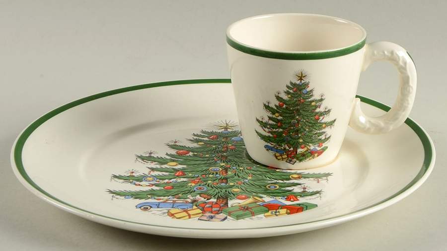 Christmas Tree Snack Plate & Cup Set by Plummer (NY)-1