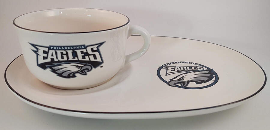 Philadelphia Eagles Snack Tray & Soup Mug Set by Pfaltzgraff-1