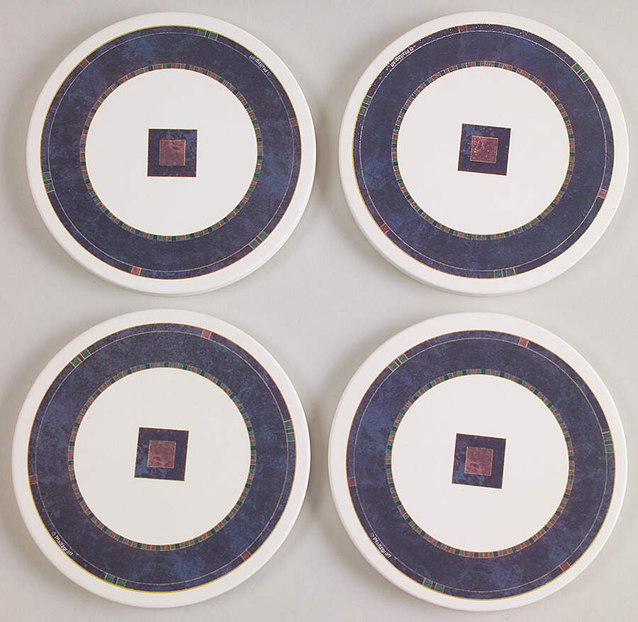 Atalya Round (Thirsty) Stone Coaster - Set of 4 by Pfaltzgraff-1