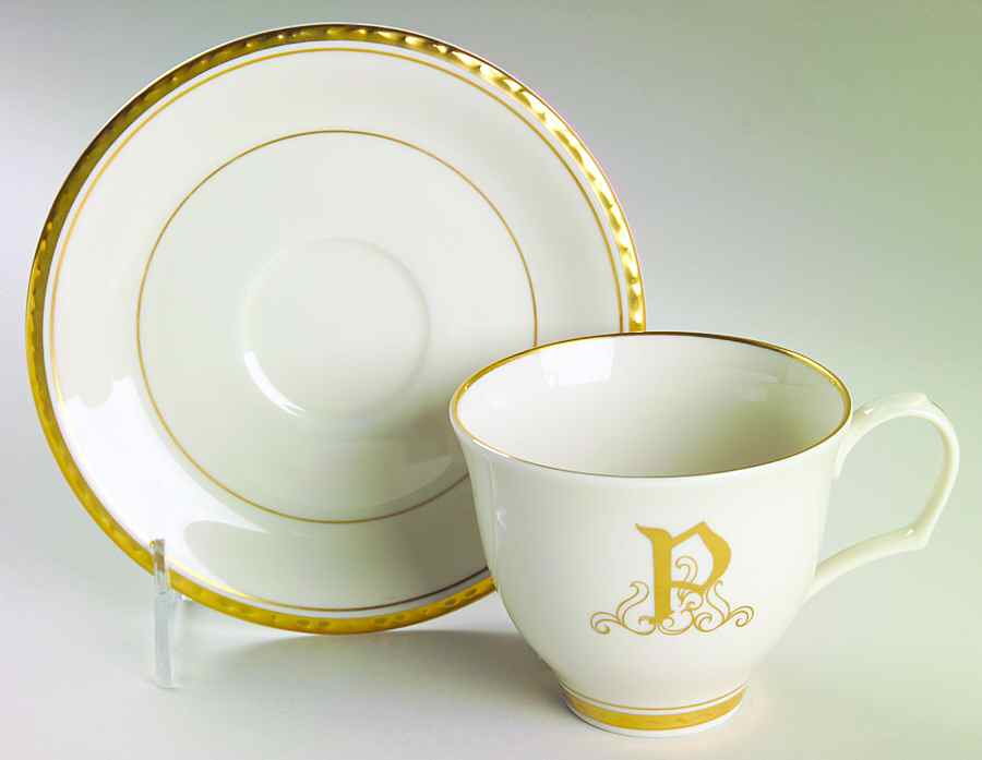 Reflection (Monograms) Flat Cup & Saucer Set by Pickard-1