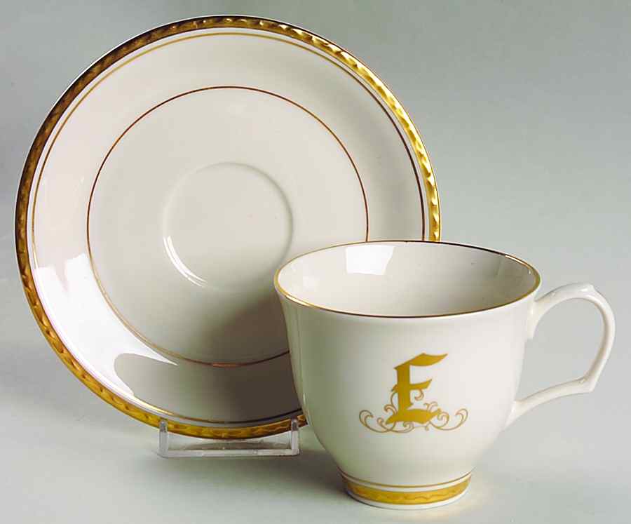 Reflection (Monograms) Flat Cup & Saucer Set by Pickard-1