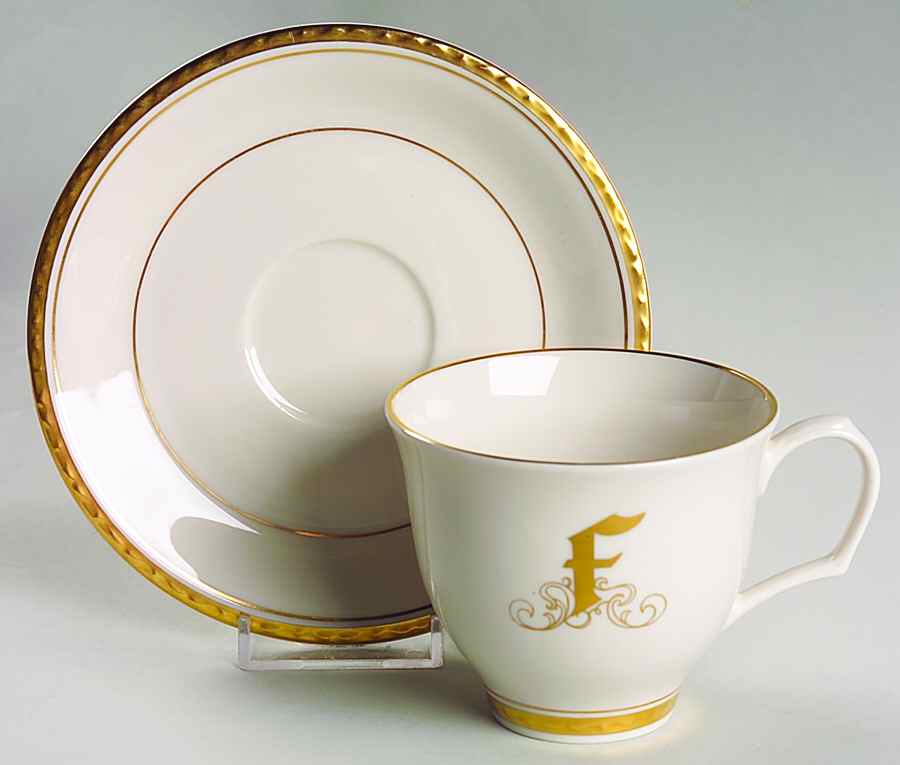 Reflection (Monograms) Flat Cup & Saucer Set by Pickard-1