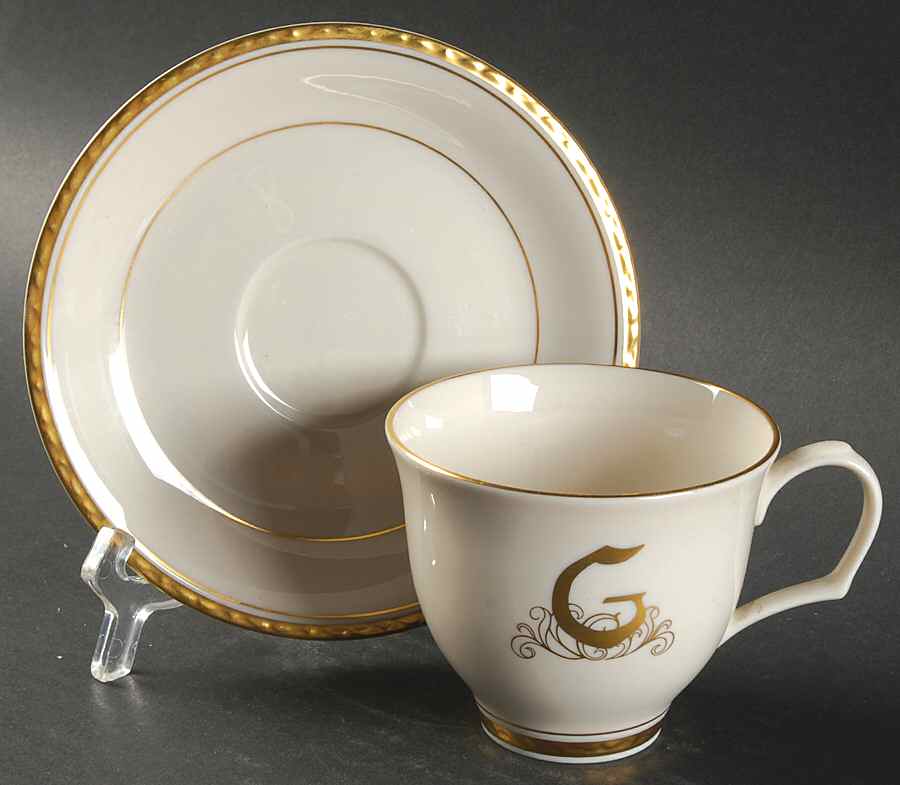 Reflection (Monograms) Flat Cup & Saucer Set by Pickard-1