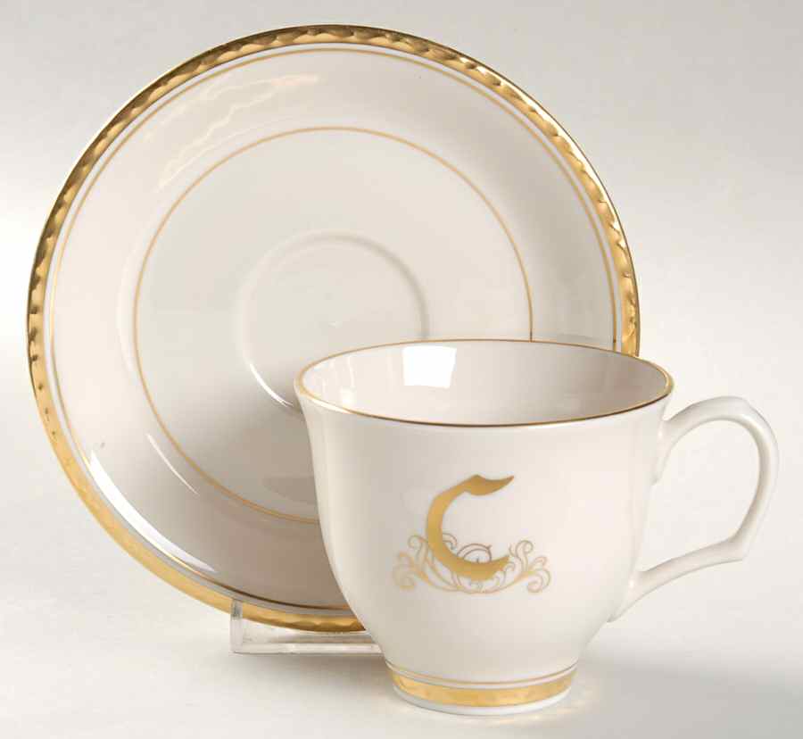 Reflection (Monograms) Flat Cup & Saucer Set by Pickard-1