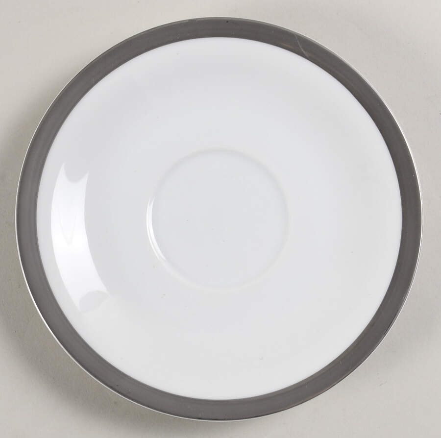 Cosmopolitan (Silver Band) Saucer for Flat Cup by Pottery Barn China-1
