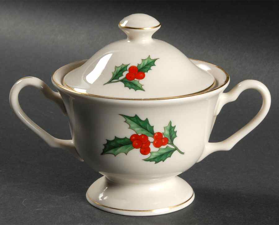 Holly Sugar Bowl & Lid by Pickard-1