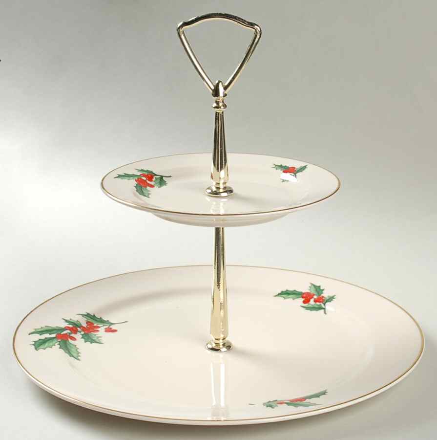 Holly 2 Tiered Serving Tray (Dinner&Bread/Butter Plate) by Pickard-1