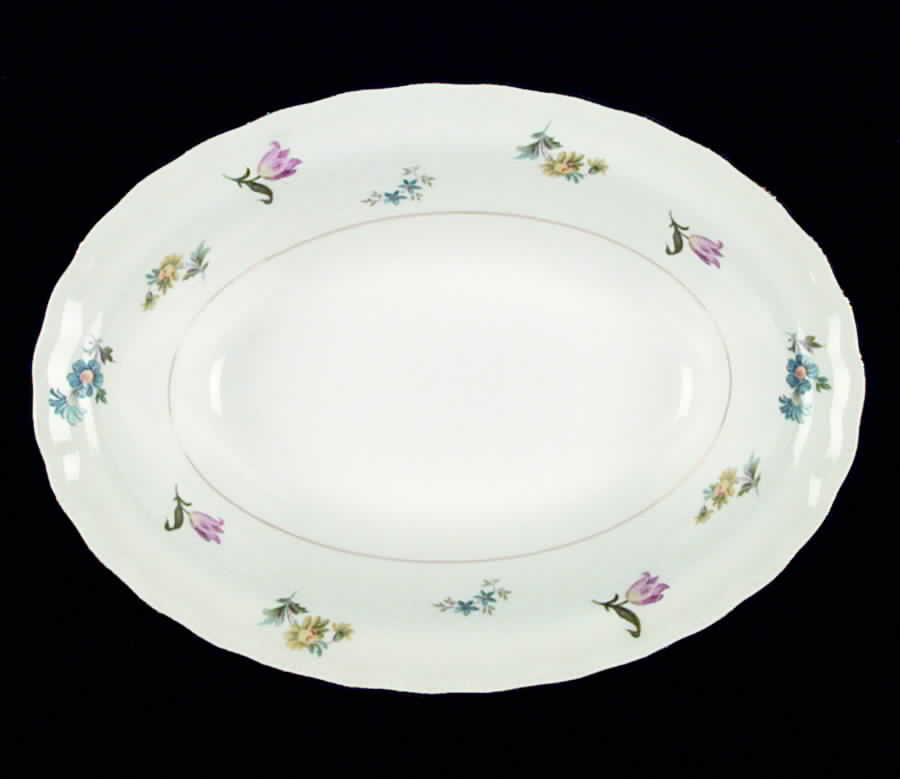Revere (Smooth Gold Trim) 9" Oval Vegetable Bowl by Pope Gosser-1