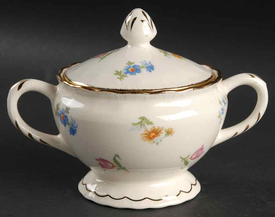Revere (Smooth Gold Trim) Sugar Bowl & Lid by Pope Gosser-1