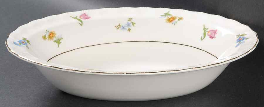 Revere (Smooth Gold Trim) 10" Oval Vegetable Bowl by Pope Gosser-1