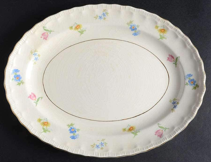 Revere (Smooth Gold Trim) 11" Oval Serving Platter by Pope Gosser-1