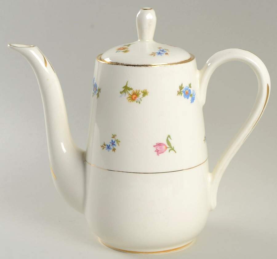 Revere (Smooth Gold Trim) Coffee Pot & Lid by Pope Gosser-1