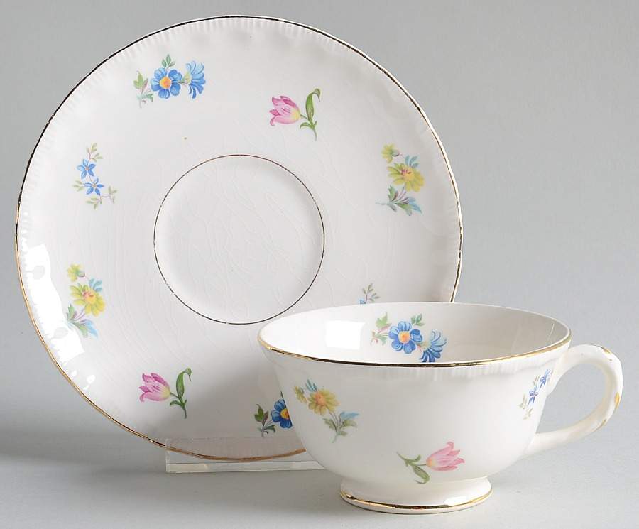 Revere (Smooth Gold Trim) Footed Cup & Saucer Set by Pope Gosser-1