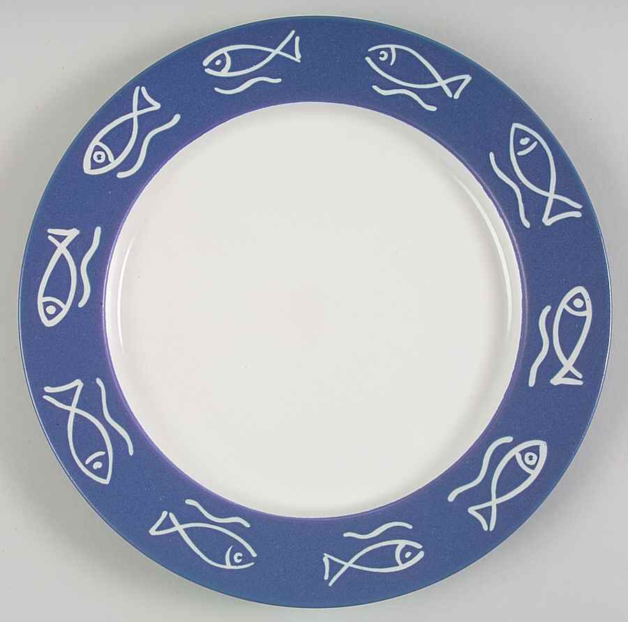 Bongo (Fish On Blue) Dinner Plate by Pottery Barn China-1