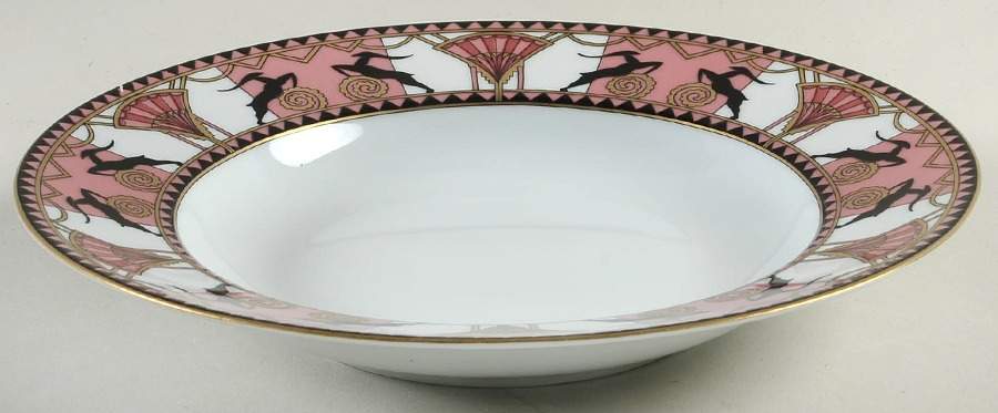 Ariel Pink Rim Soup Bowl by Porcelaine Trianon-1