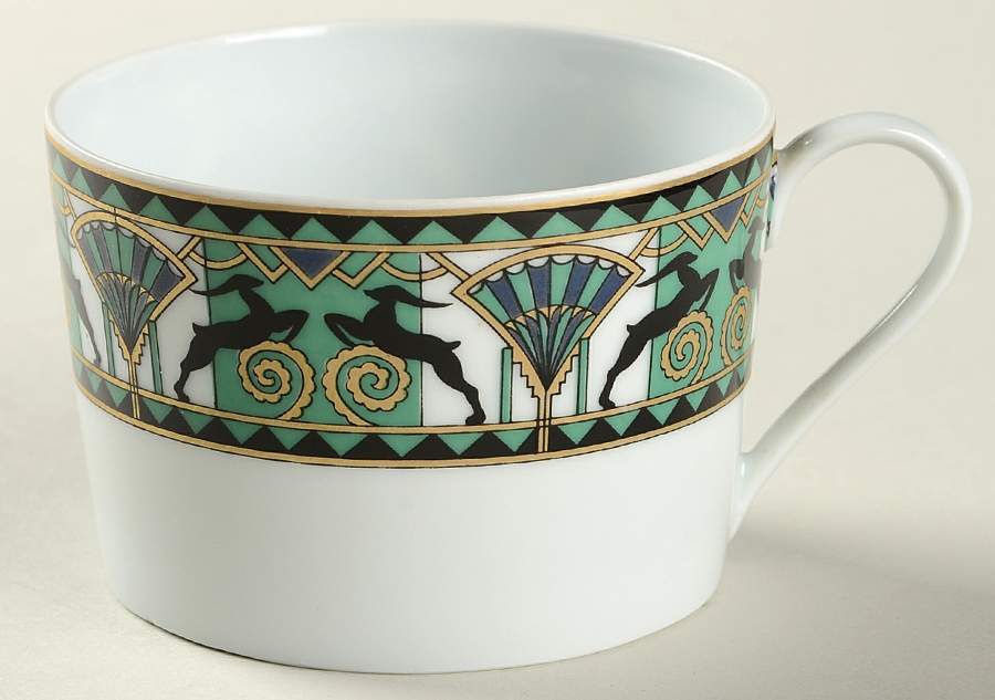 Ariel Green Flat Cup by Porcelaine Trianon-1