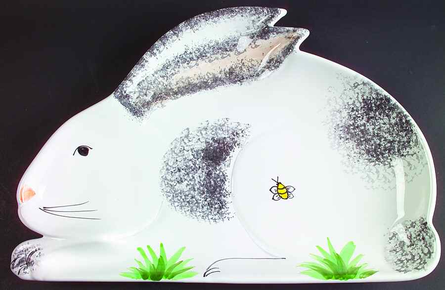 Bunny Garden 16" Sculpted Oval Serving Platter by Presenttense-1