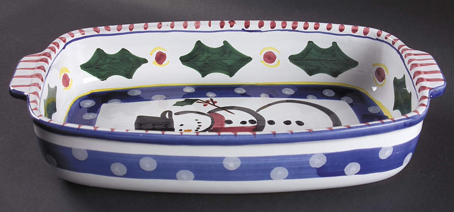 Snowman 14" Rectangular Baker by Presenttense-1