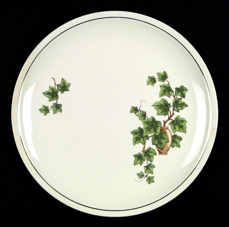 Ivy (Gold Trim Off Edge) Dinner Plate by Paden City-1