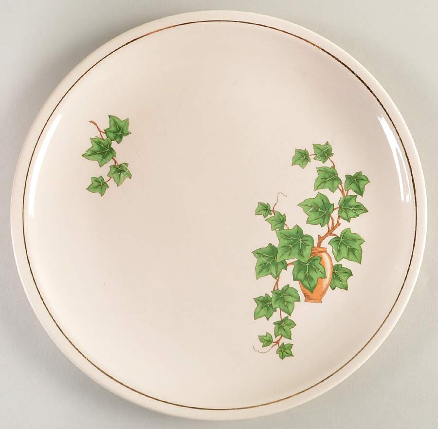 Ivy (Gold Trim Off Edge) Luncheon Plate by Paden City-1