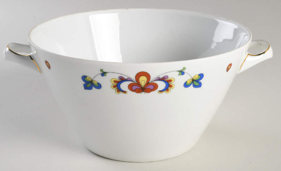 Farmer's Rose (Coupe, Gold Trim) Round Vegetable No Lid by Porsgrund-1