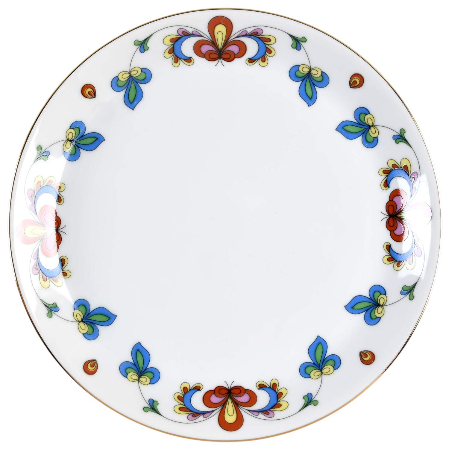 Farmer's Rose (Coupe, Gold Trim) Salad Plate by Porsgrund-1