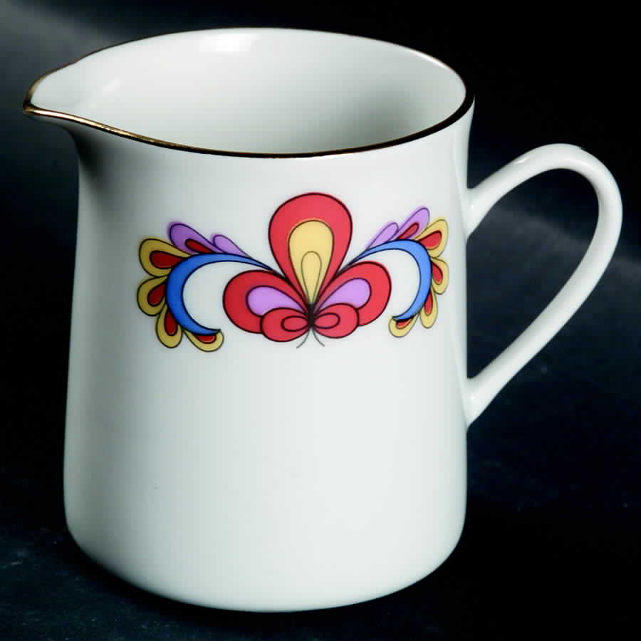 Farmer's Rose (Coupe, Gold Trim) Individual Creamer by Porsgrund-1